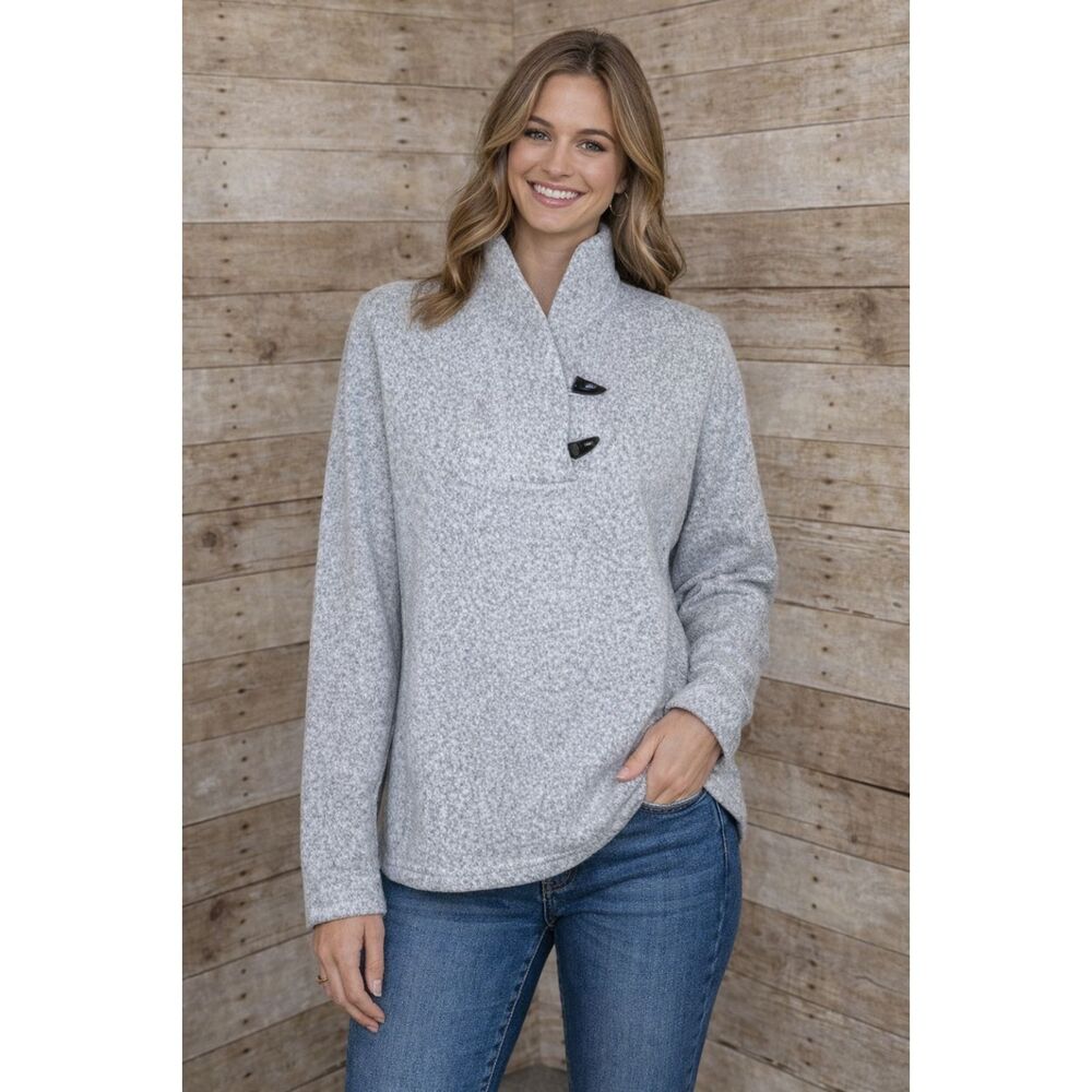 EDDIE BAUER KNIT LIGHTWEIGHT SHAWL COLLAR ANTLER STYLE CASUAL CLASSIC SWEATER